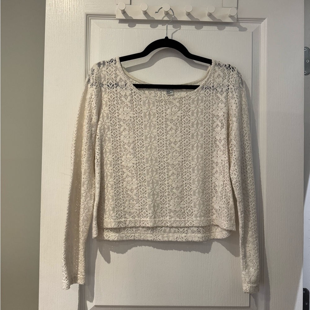 Cream Lace Long Sleeve Top